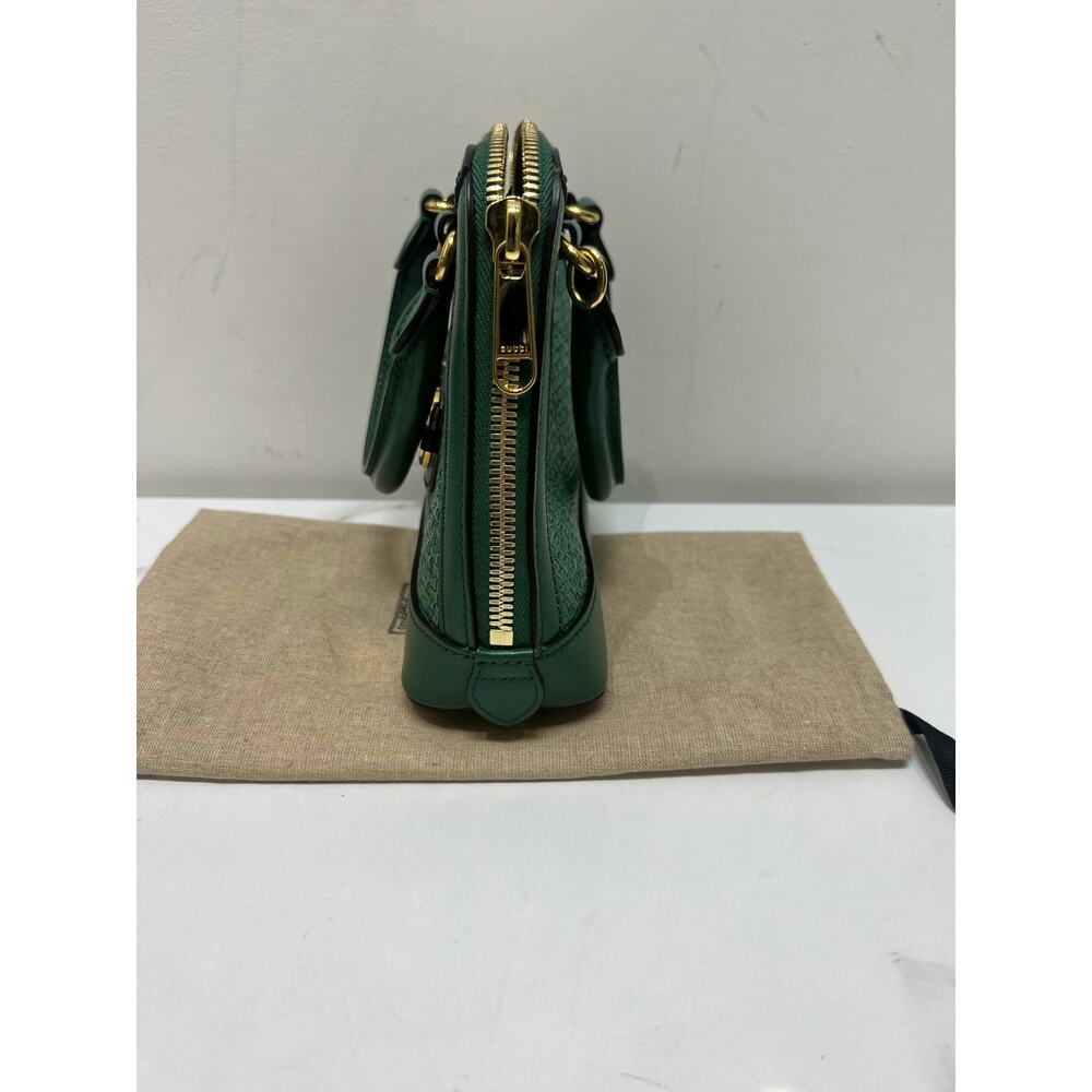 Gucci 640716 Green Woven Leather Mini Boston Bag with Gold Hardware - Picture 4 of 7